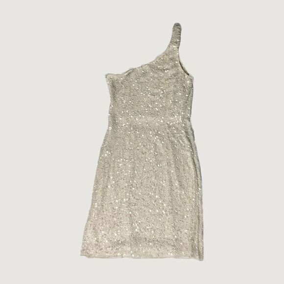 Aidan Mattox One Shoulder Silk & Sequin Cocktail Dress Size 0 - Picture 2 of 4